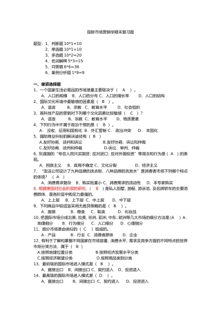国际市场营销学期末复习题