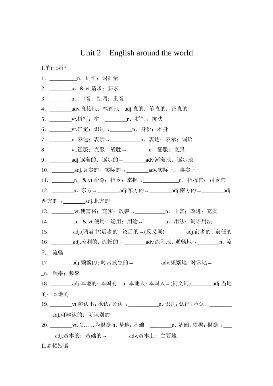 英语课堂练习题Unit 1　Friendship_第3页