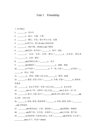 英语课堂练习题Unit 1　Friendship