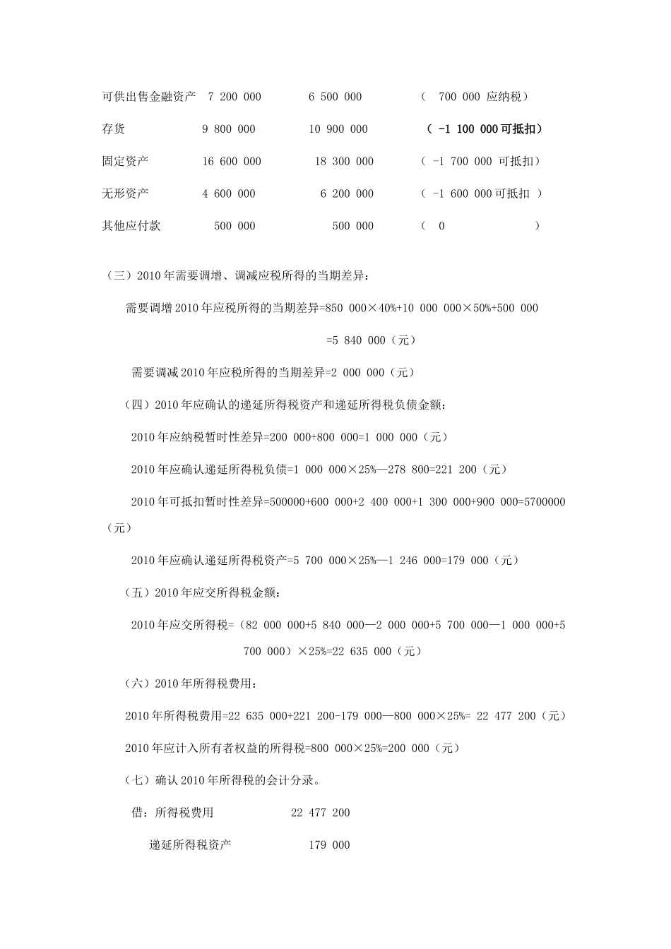 所得税会计习题及案例题答案_第3页