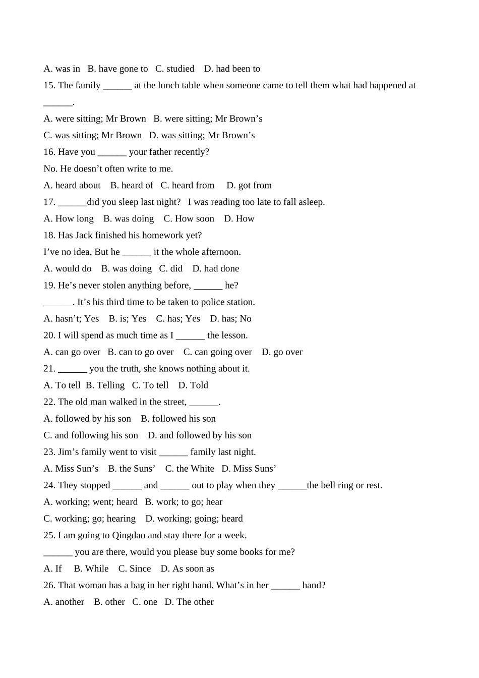 历年中考英语易错选择题100题含答案_第2页