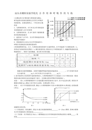 汕头市潮阳实验学校光合作用和呼吸作用专练