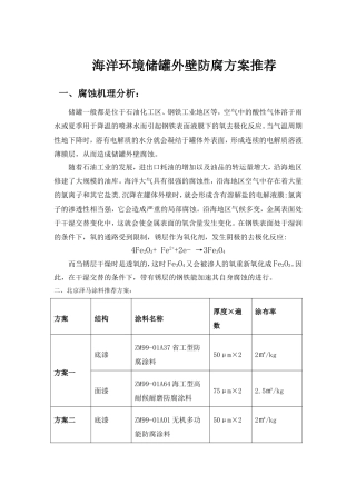 海洋环境储罐外壁防腐方案推荐