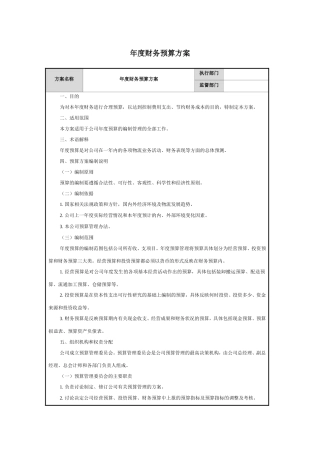 年度财务预算方案
