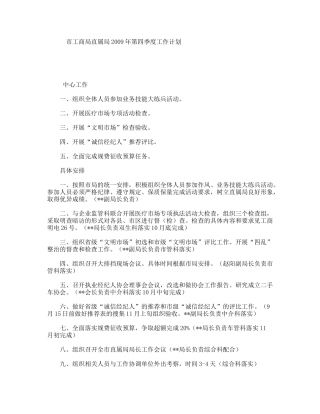 市工商局直属局2009年第四季度工作计划