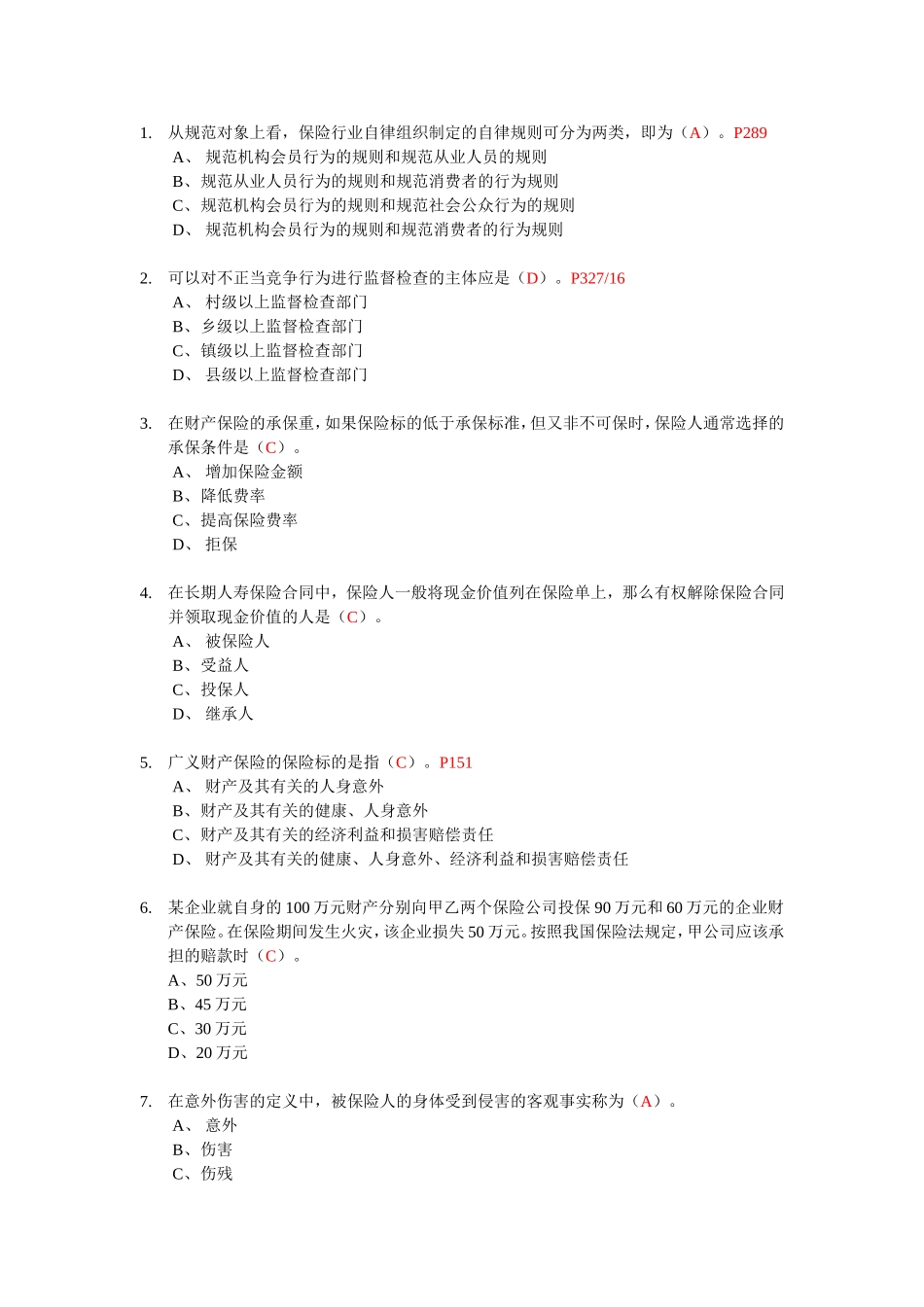 保险经济学专题试题_第1页