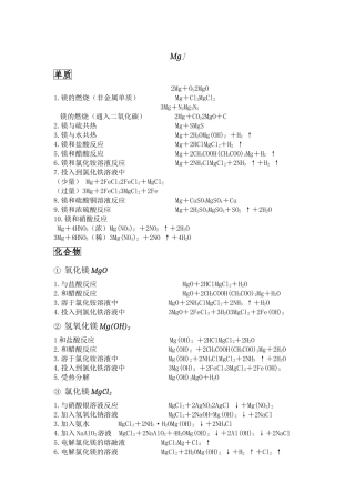 Mg这个元素的测试试题