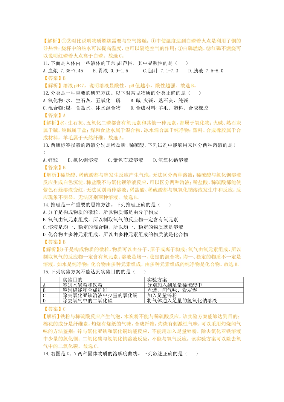 初中学业水平考试化学试题_第3页