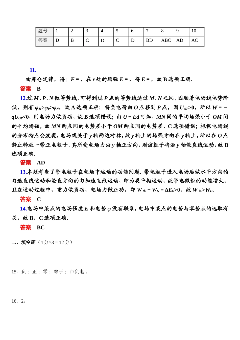 静电场章末检测题_第3页