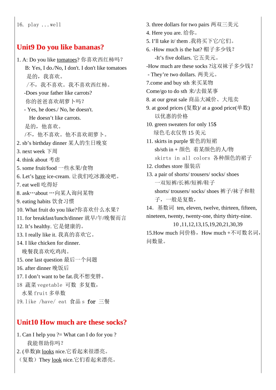 鲁教版英语六年级上册重点句型归纳_第3页