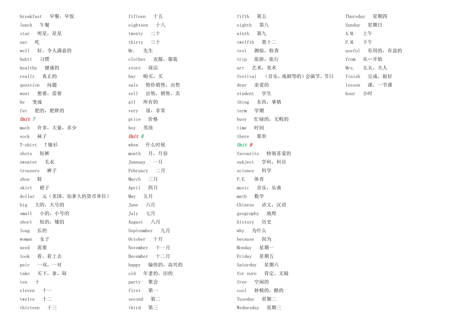 good好的  小学英文单词汇总_第3页