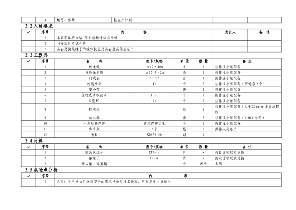 110kV××线停电更换耐张塔双串绝缘子串作业指导书_第3页