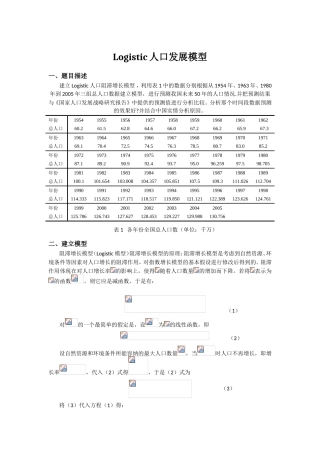 Logistic人口发展模型