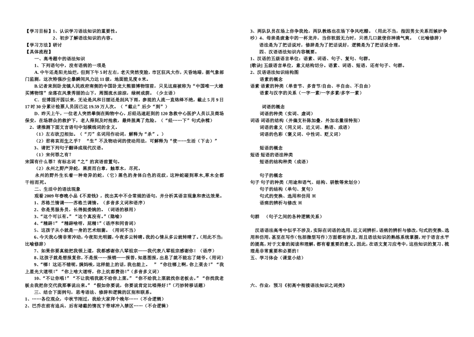 初高中衔接之语文语法知识_第2页