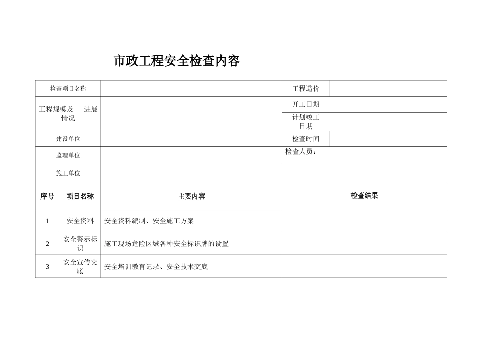 市政工程安全检查内容_第1页