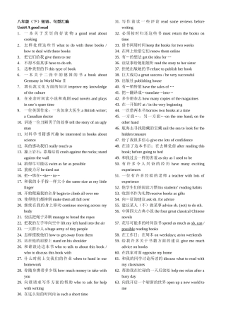 八年级（下）英语短语、句型汇编