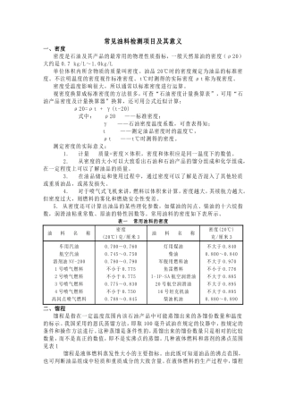 常见油料检测项目及其意义