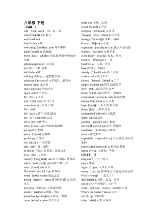 八年级下册英语单词汇总