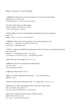 Season 1, Episode 2 Ah, But Underneath 单词汇总
