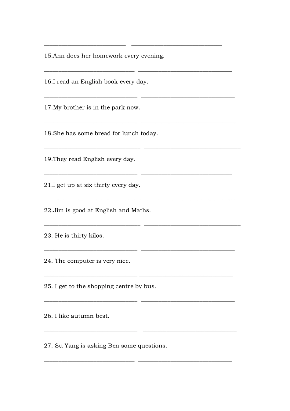 把下列句子变成一般疑问句和否定句 英语试题_第2页