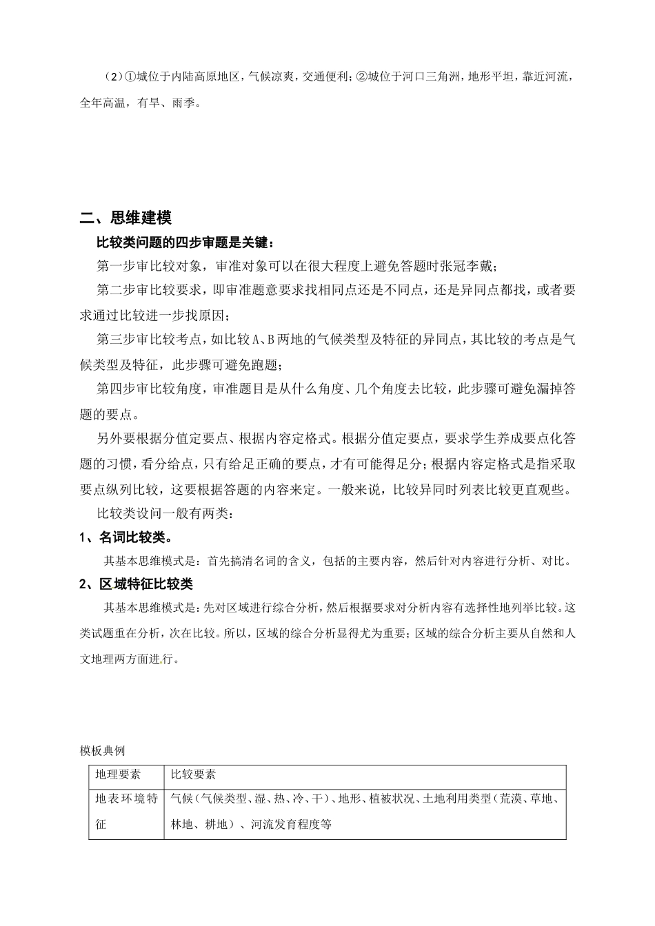 试题研究高考地理压轴突破之综合题答题建模——比较类_第2页