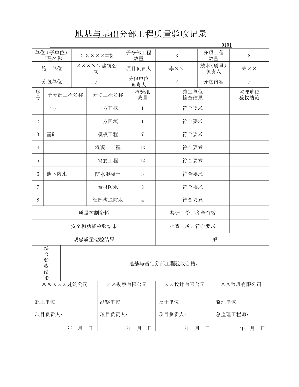 地基与基础分部工程质量验收记录_第1页