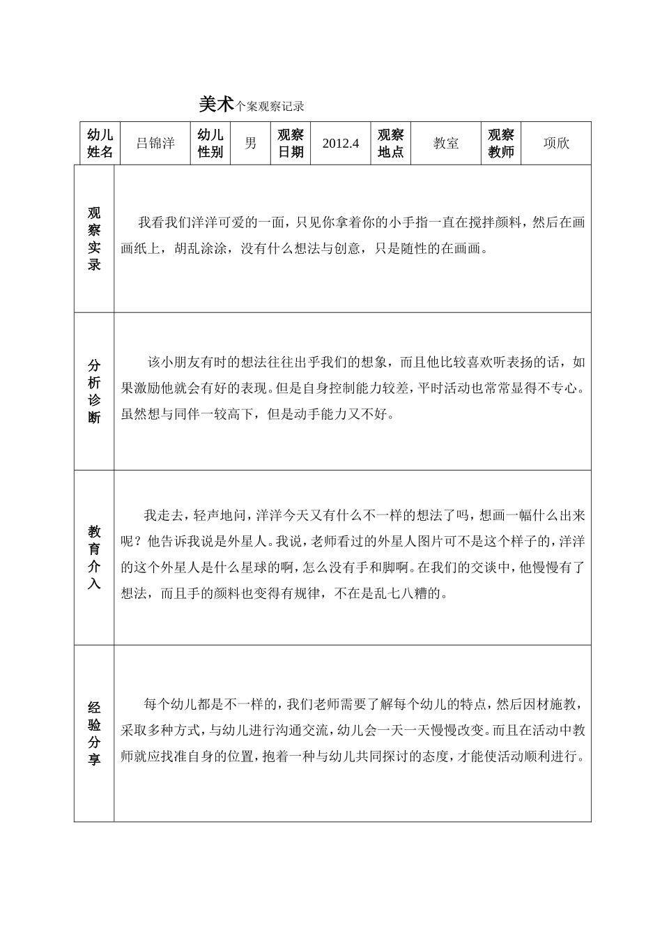 美术个案观察记录_第3页