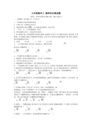 九年级数学上概率初步测试题