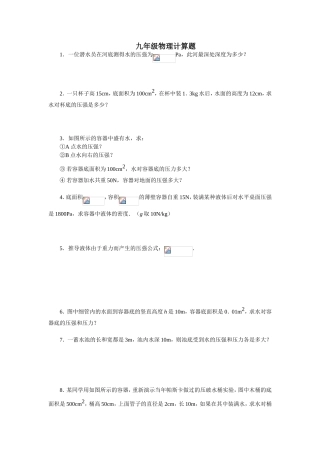 九年级物理计算题