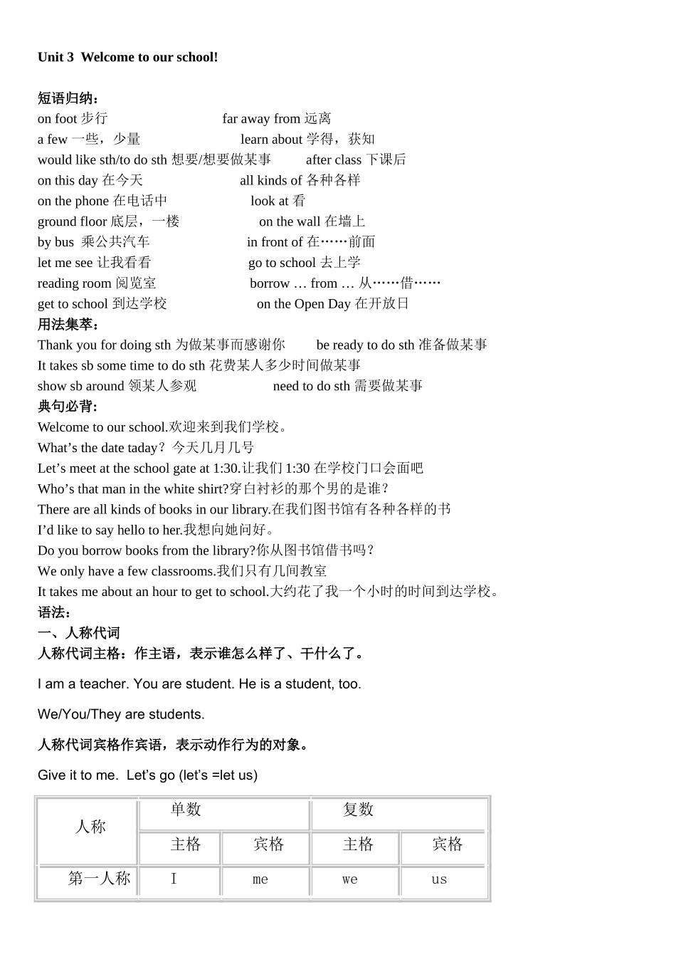 九年级英语（七年上英语知识点总结）_第3页