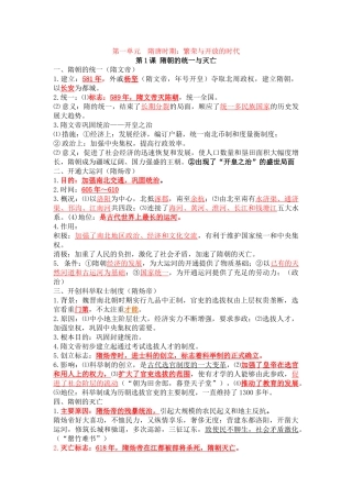 第1课 隋朝的统一与灭亡  知识点