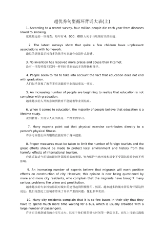 超优秀句型循环背诵大表