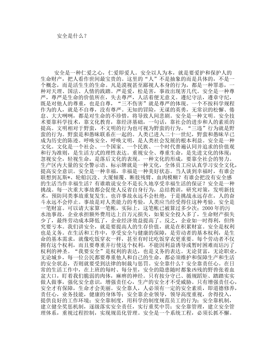 安全是什么？ 演讲稿_第1页