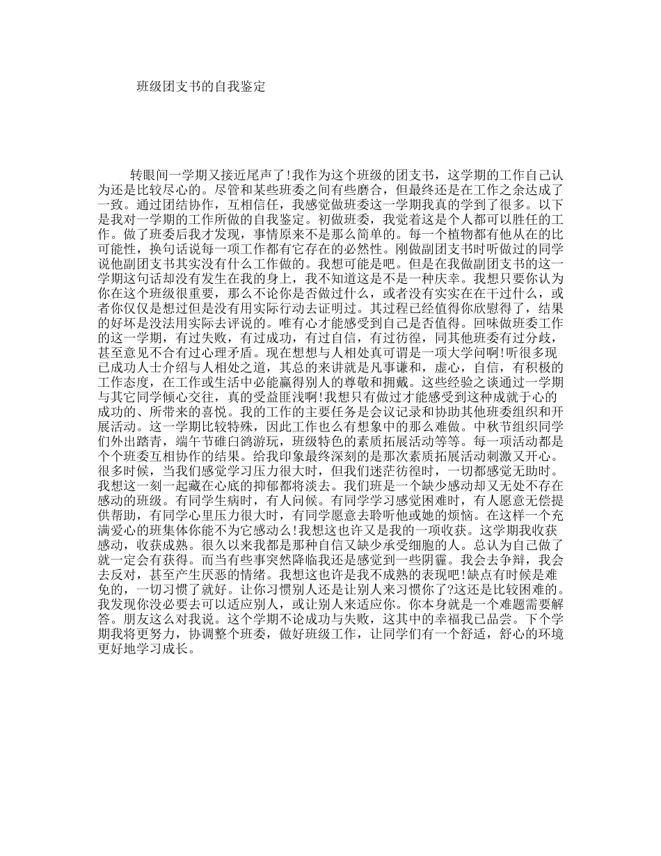 班级团支书的自我鉴定_第1页