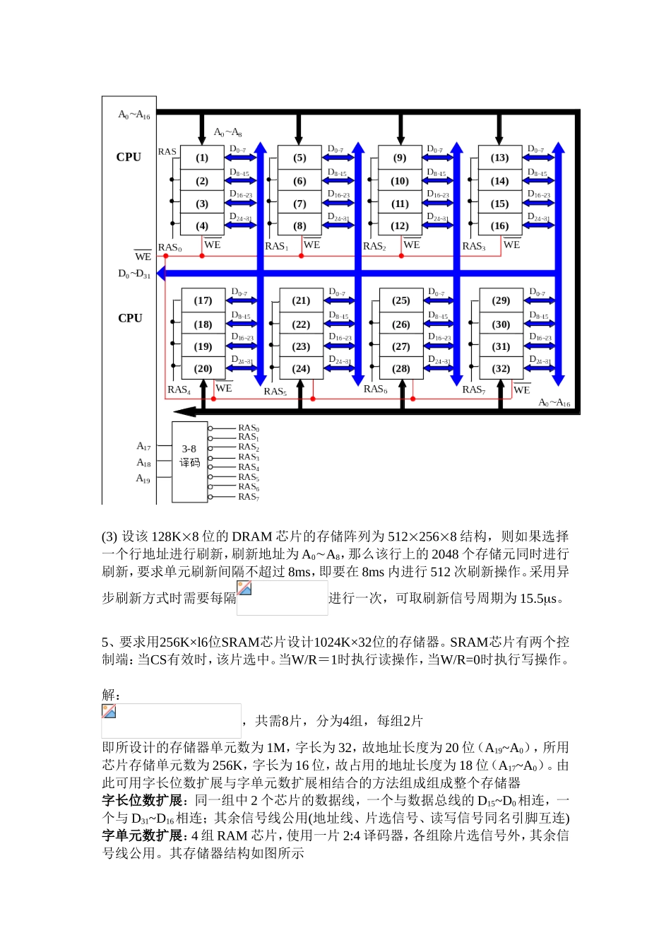 第3章习题参考答案 设有一个具有20位地址和32位字长的存储器_第3页