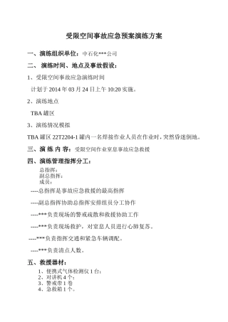 受限空间事故应急预案演练方案