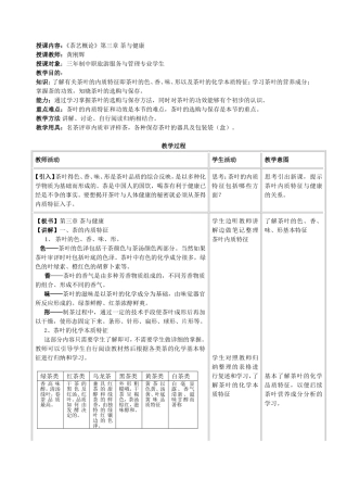 授课内容：《茶艺概论》第三章茶与健康