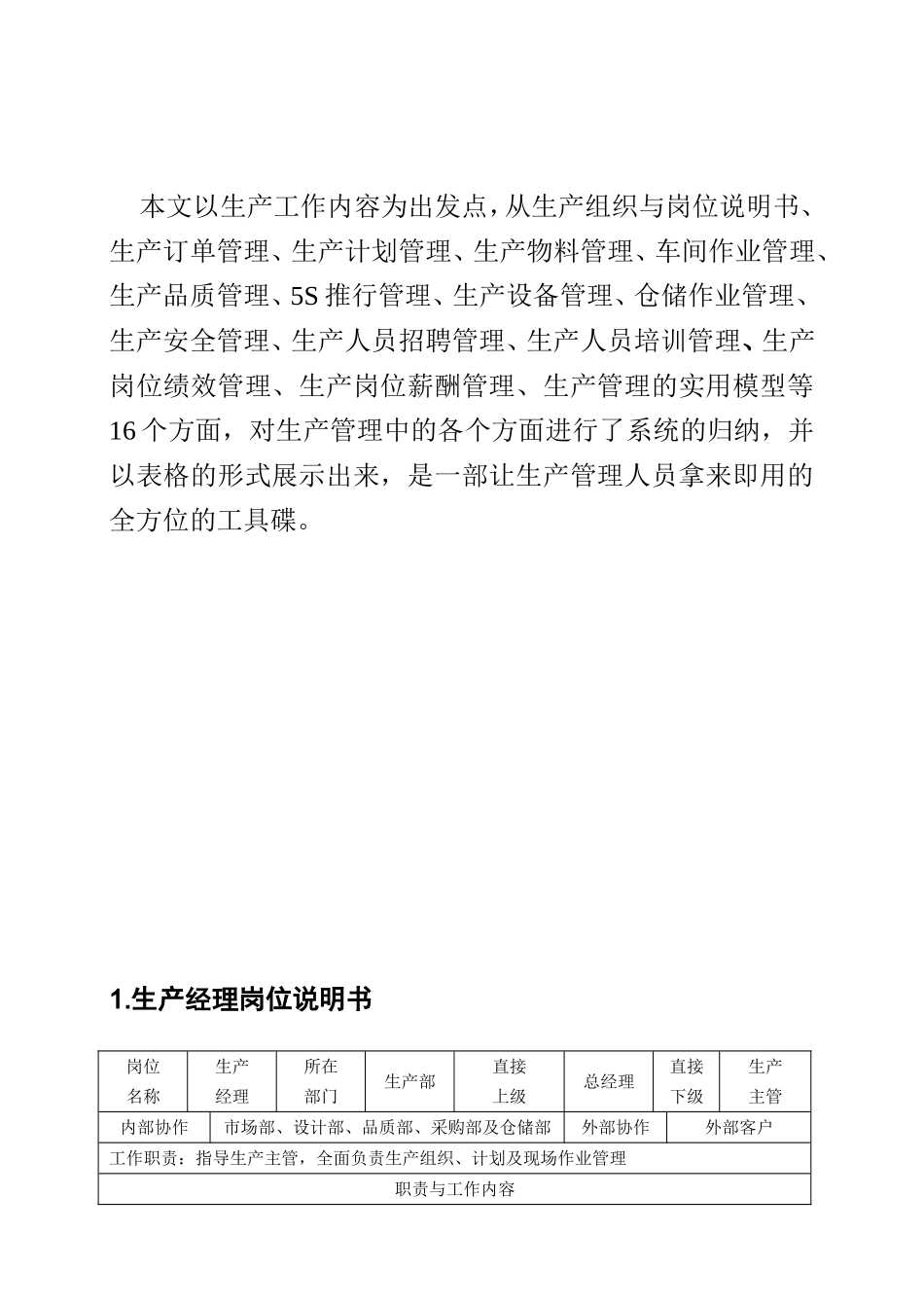 从16个方面总结梳理生产系统管理岗位职责说明_第1页