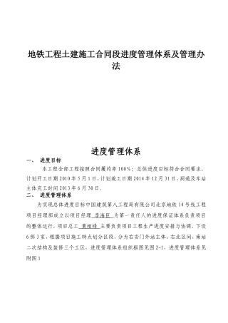 地铁工程土建施工合同段进度管理体系及管理办法