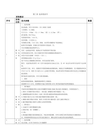 第三章 技术需求书    货物需求