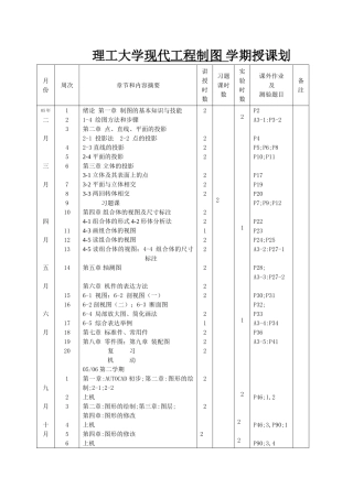 理工大学现代工程制图 学期授课划
