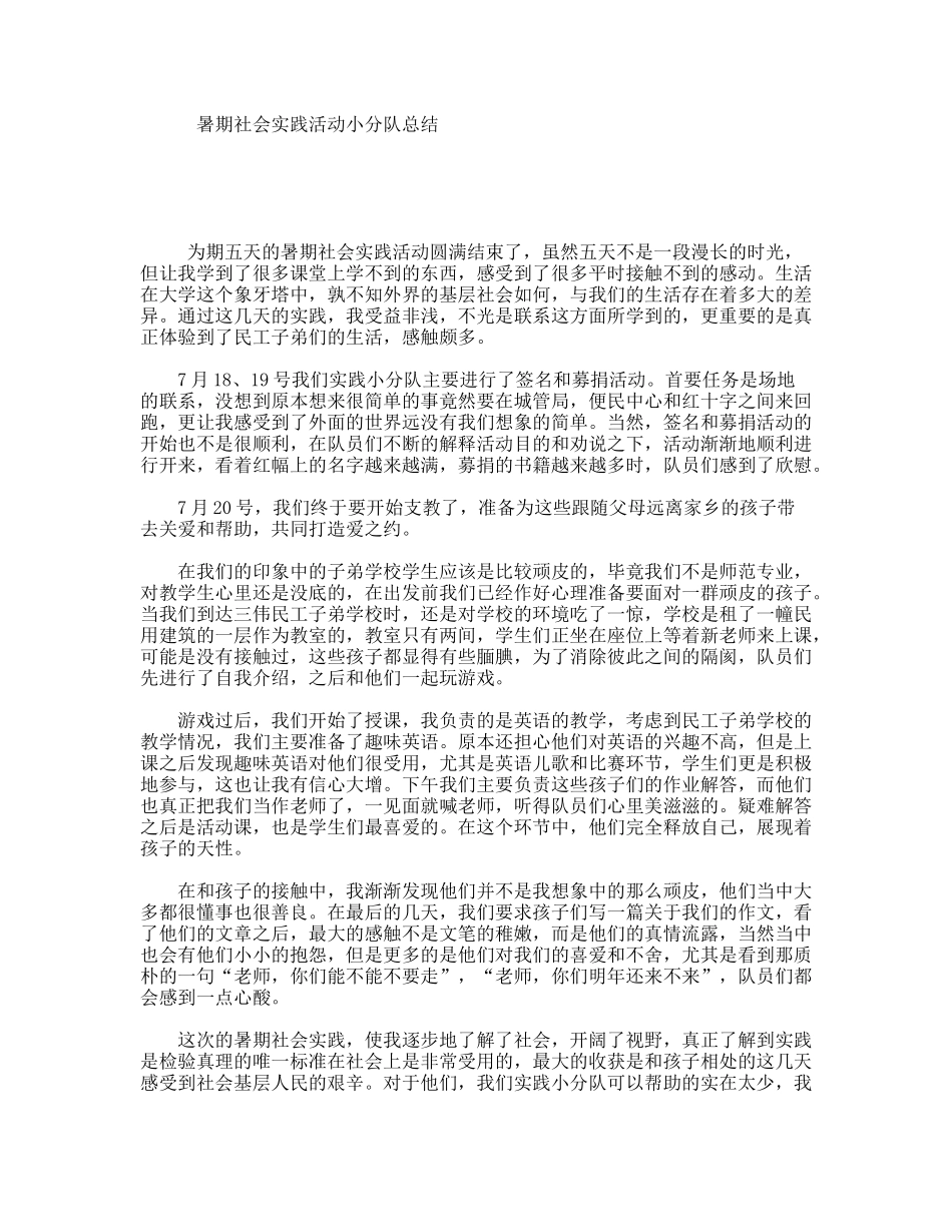 暑期社会实践活动小分队总结_第1页