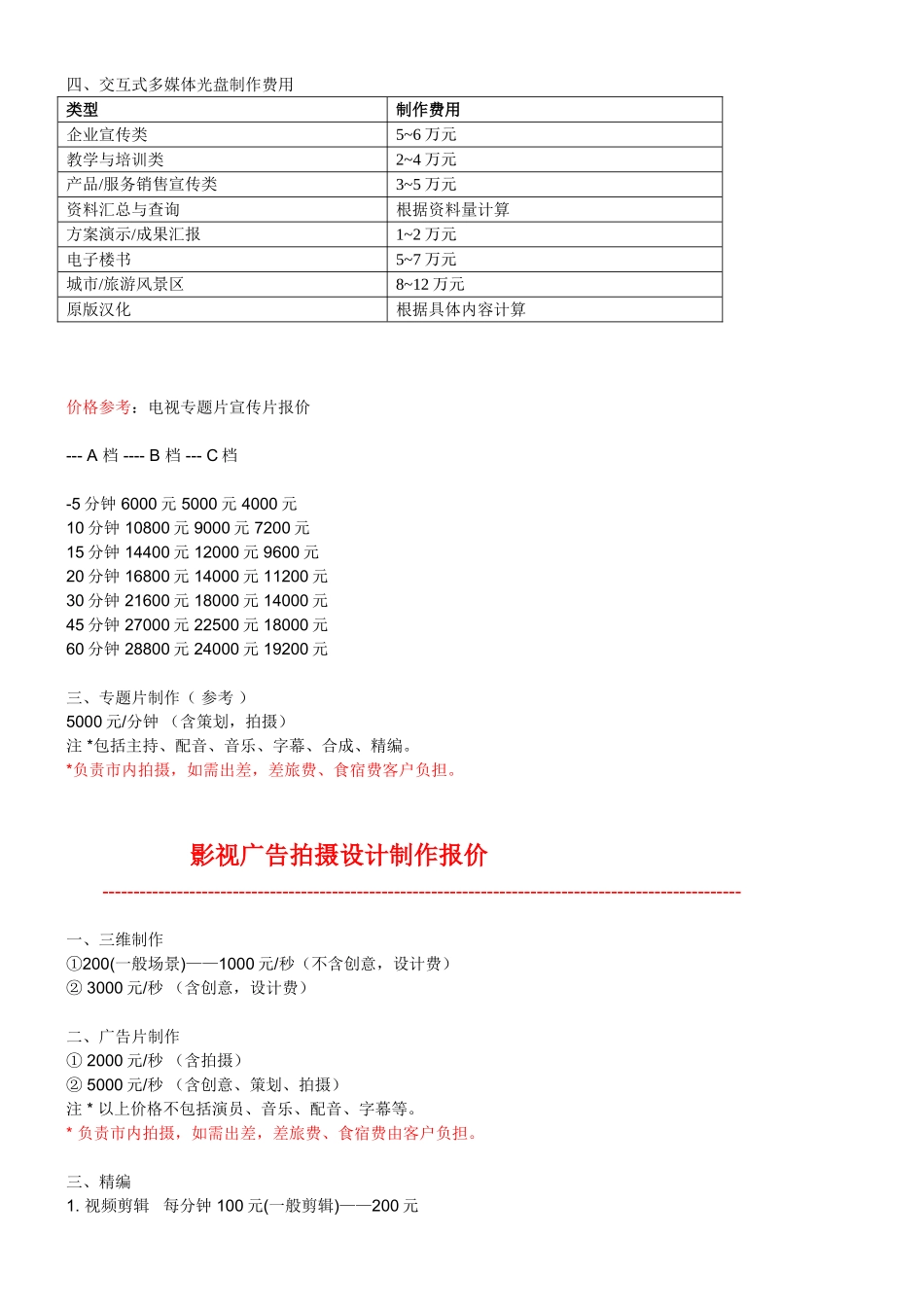 企业宣传片制作报价单（会员单位除外）_第2页