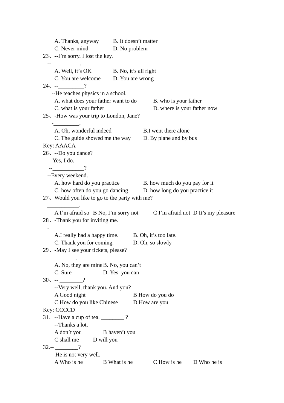 第一部分交际英语测试试题_第3页