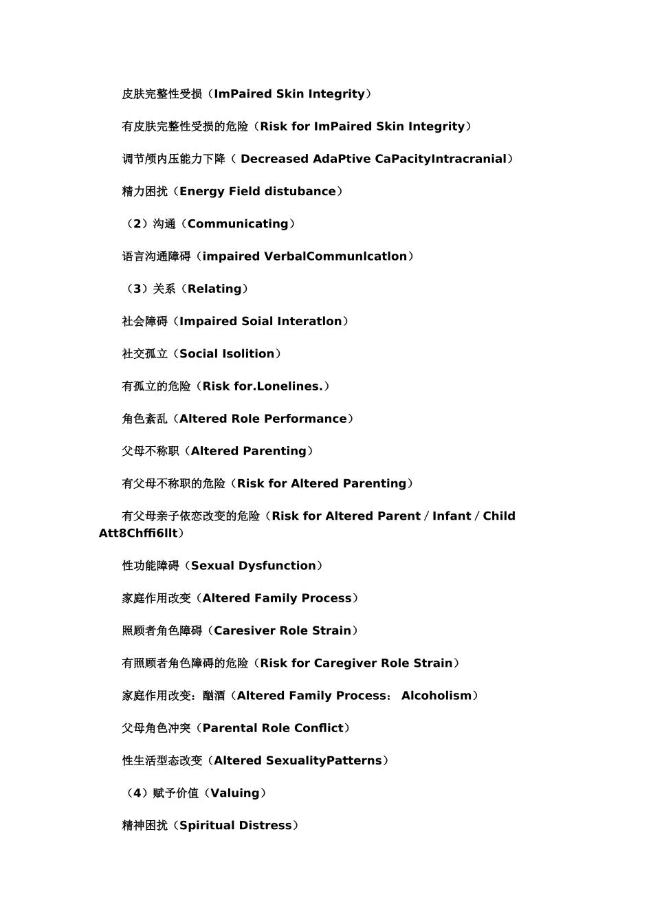 人类反应型态分类方法的128个护理诊断_第3页