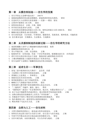 第一章从模仿到创造——仿生学的发展  知识点梳理汇总全册