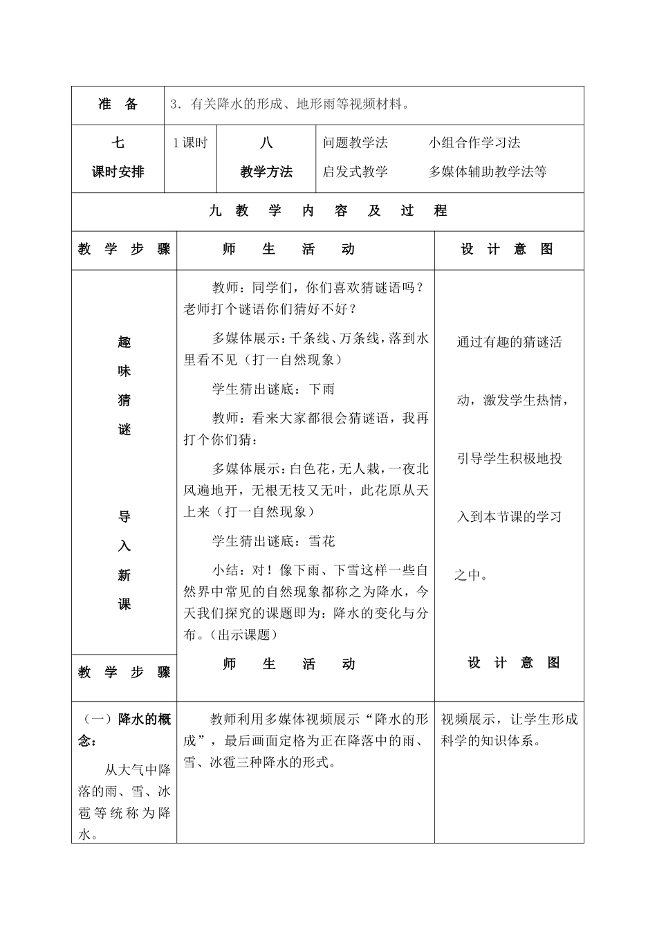七年级地理学科教学设计  降 水 的 变 化 与 分 布_第3页