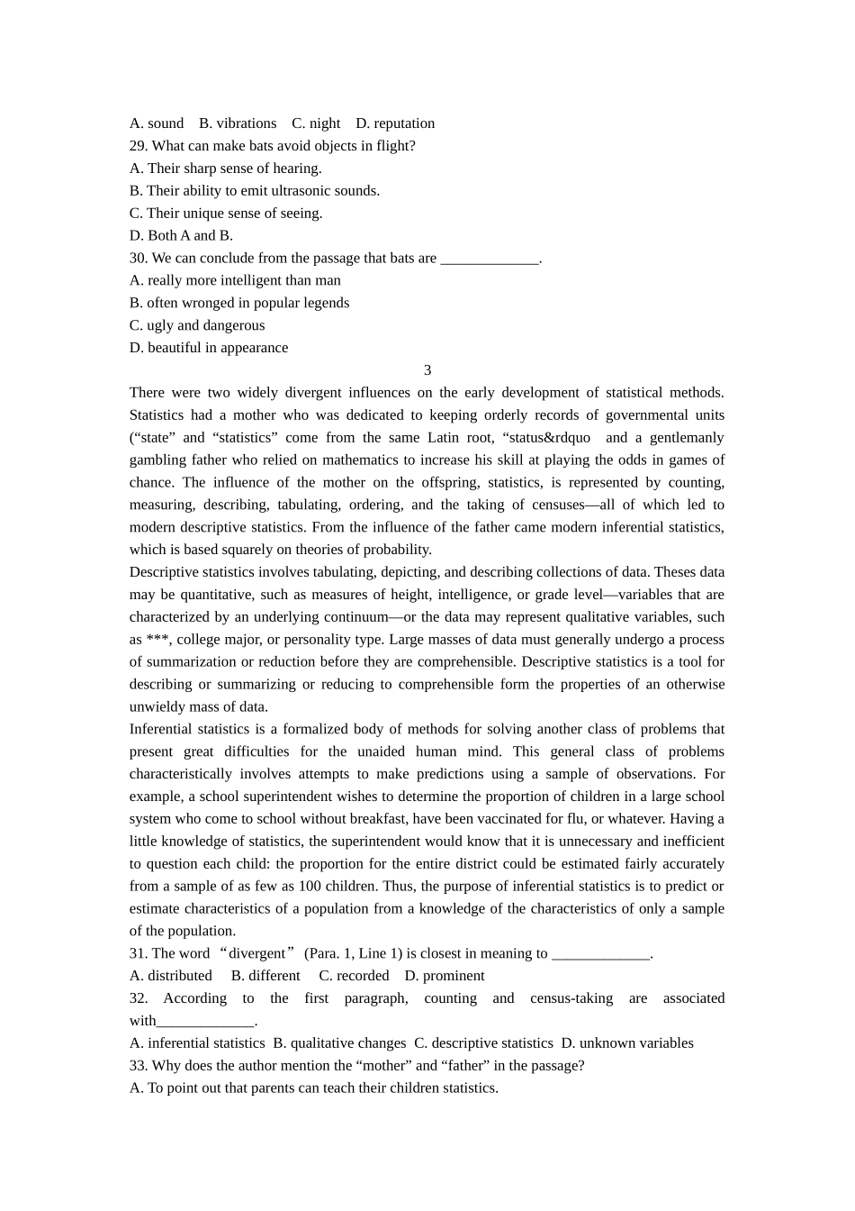 师大年英语阅读理解试题_第3页