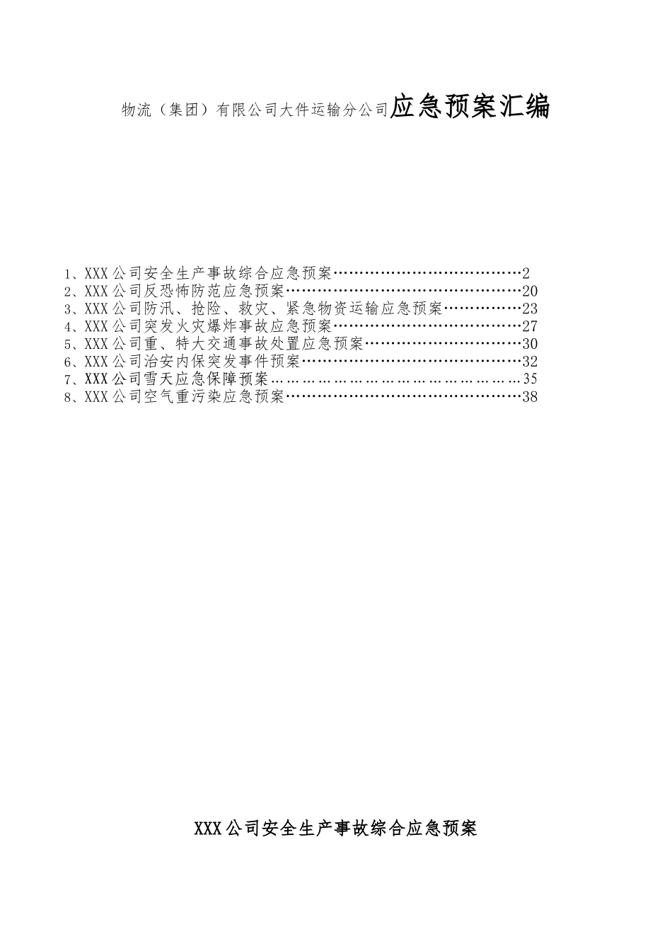 物流（集团）有限公司大件运输分公司应急预案汇编_第1页