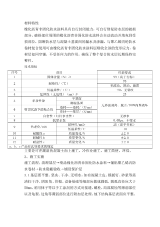 橡化沥青非固化防水涂料材料特性
